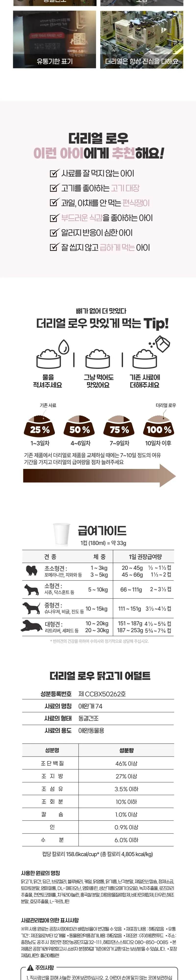 하림펫푸드 더리얼로우 캣 닭고기 어덜트 210g 상세 이미지 3
