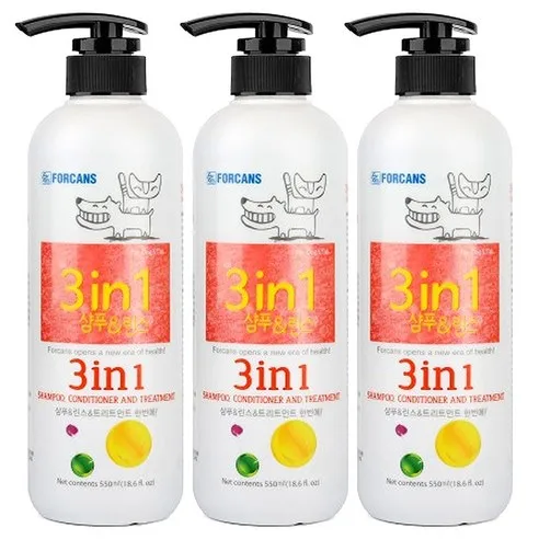 포켄스 포비스 포비스 3in1 샴푸&린스, 550ml, 3개 / 6개